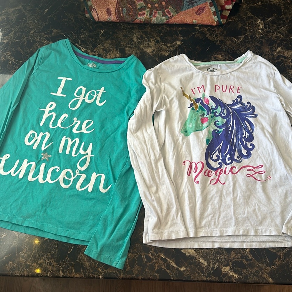 Spotted Zebra Set of 2 Long Sleeve Girls Shirts- Size L(10)